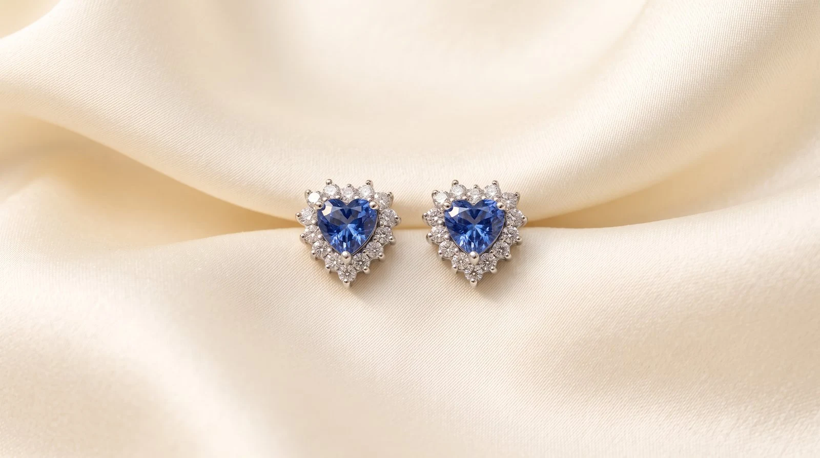 Aretes Corazón de Zafiro puesta